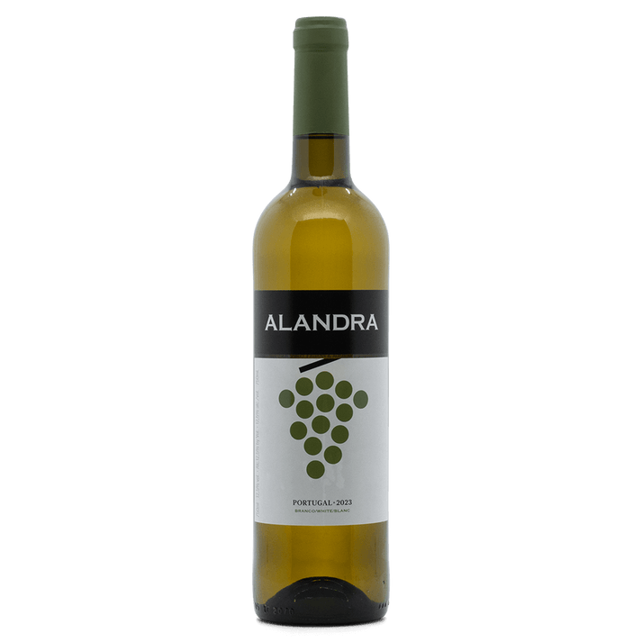 Alandra White wine bottle from Portugal 2023, featuring a crystal-clear citrine color and fresh citrus aroma.