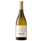 A bottle of Esporão white wine, featuring a cream-colored label with a minimalist wine glass illustration and a beige foil capsule on the neck, set against a plain white background.