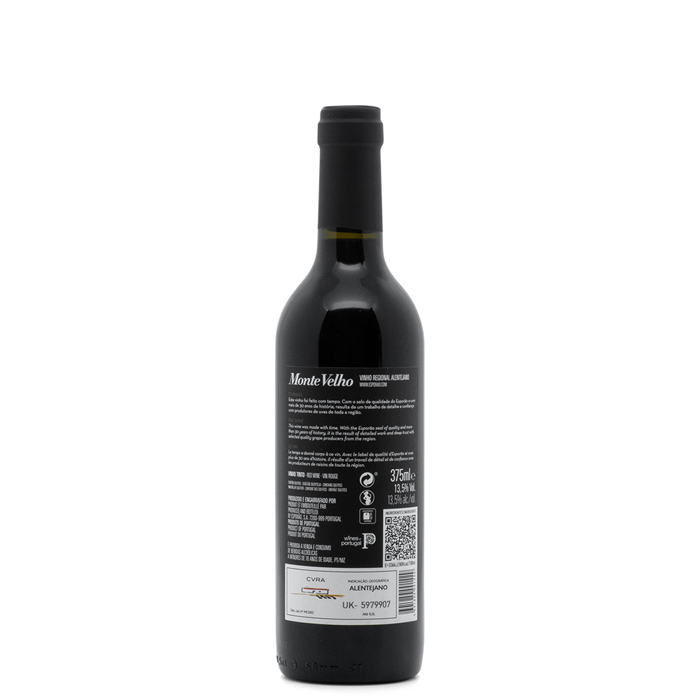 Monte Velho wine bottle featuring ruby red color and tasting notes of red berries and spices.