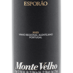 Monte Velho wine bottle showcasing a ruby-colored wine from Alentejo, Portugal with rich aromas of red and wild berries.