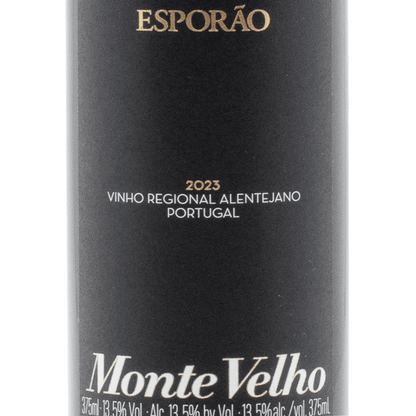 Monte Velho wine bottle showcasing a ruby-colored wine from Alentejo, Portugal with rich aromas of red and wild berries.