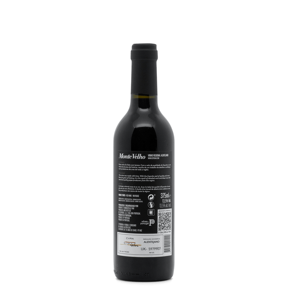 Monte Velho wine bottle featuring ruby red color and tasting notes of red berries and spices.