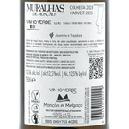 Wine label for Muralhas de Moncao Vinho Verde with text and symbols.