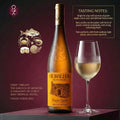 Muralhas de Moncao Vinho Verde wine bottle with a glass of wine on a dark background