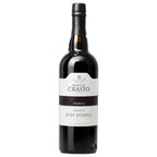 A bottle of Crasto Porto Ruby Reserva Port wine, featuring a dark glass bottle with a white and black label, set against a plain white background.