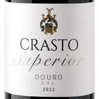 Close-up of a wine bottle label reading CRASTO Superior Douro D.O.C. 2022