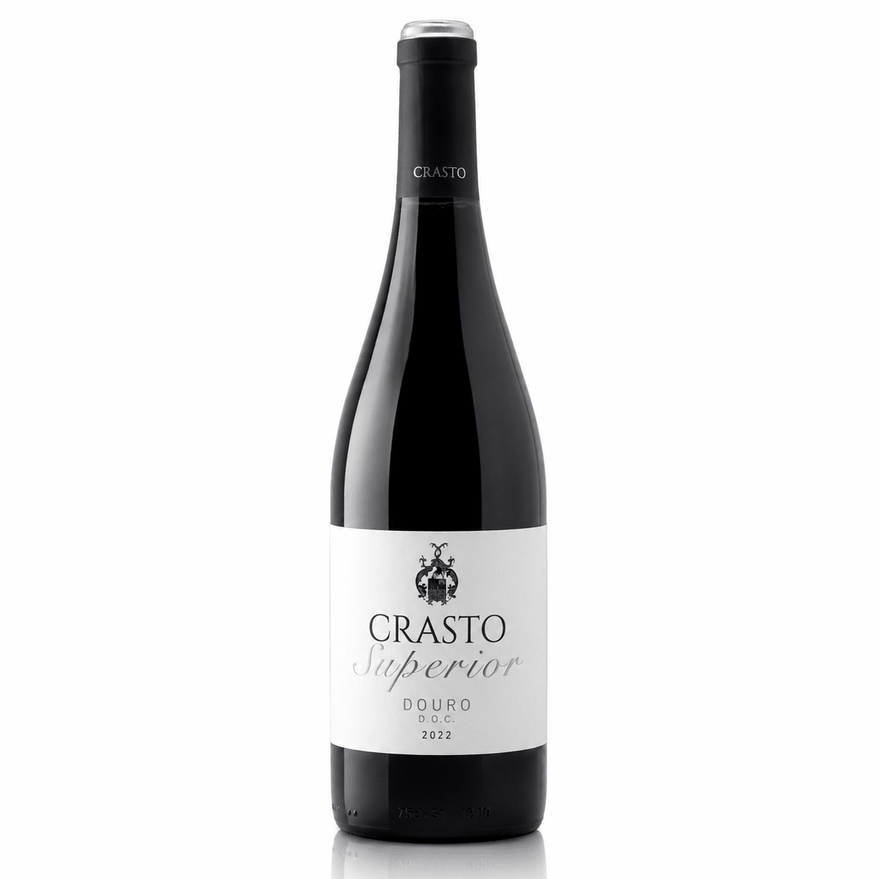 Crasto-superior-bottle. Wine bottle with a label on a white background
