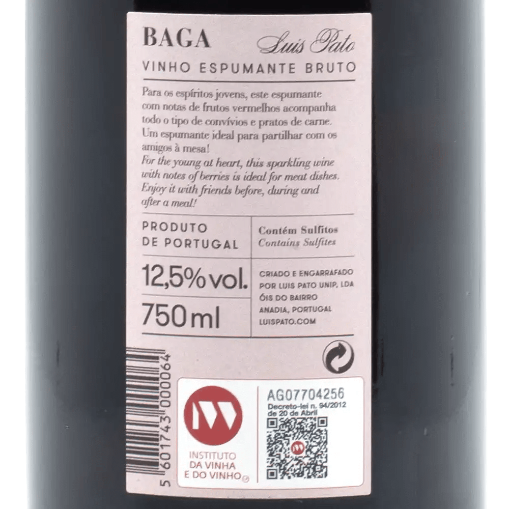 luis-pato-baga-Wine bottle label with text and branding on a white background