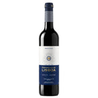 A bottle of Peninsula de Lisboa red wine, featuring a dark glass bottle with a white and navy blue label and a dark blue foil capsule.