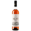 A bottle of Alijo Douro Moscatel white wine with a cream-colored label and a black neck sleeve, shown on a plain white background.