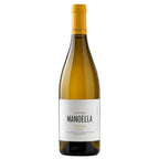 A bottle of Manoella Douro white wine with a white label and a yellow-orange foil capsule, set against a plain white background.