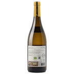 Maçanita FitaPreta O Ancestral. A bottle of white wine with its back label facing the camera, featuring a gold foil top and a white label with black text and a small organic certification logo, set against a plain white background.