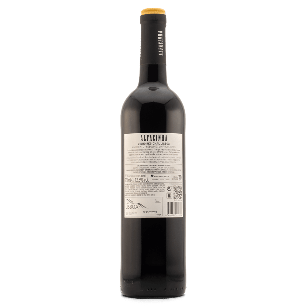 Alfacinha Lisboa red wine bottle rear view Portugal