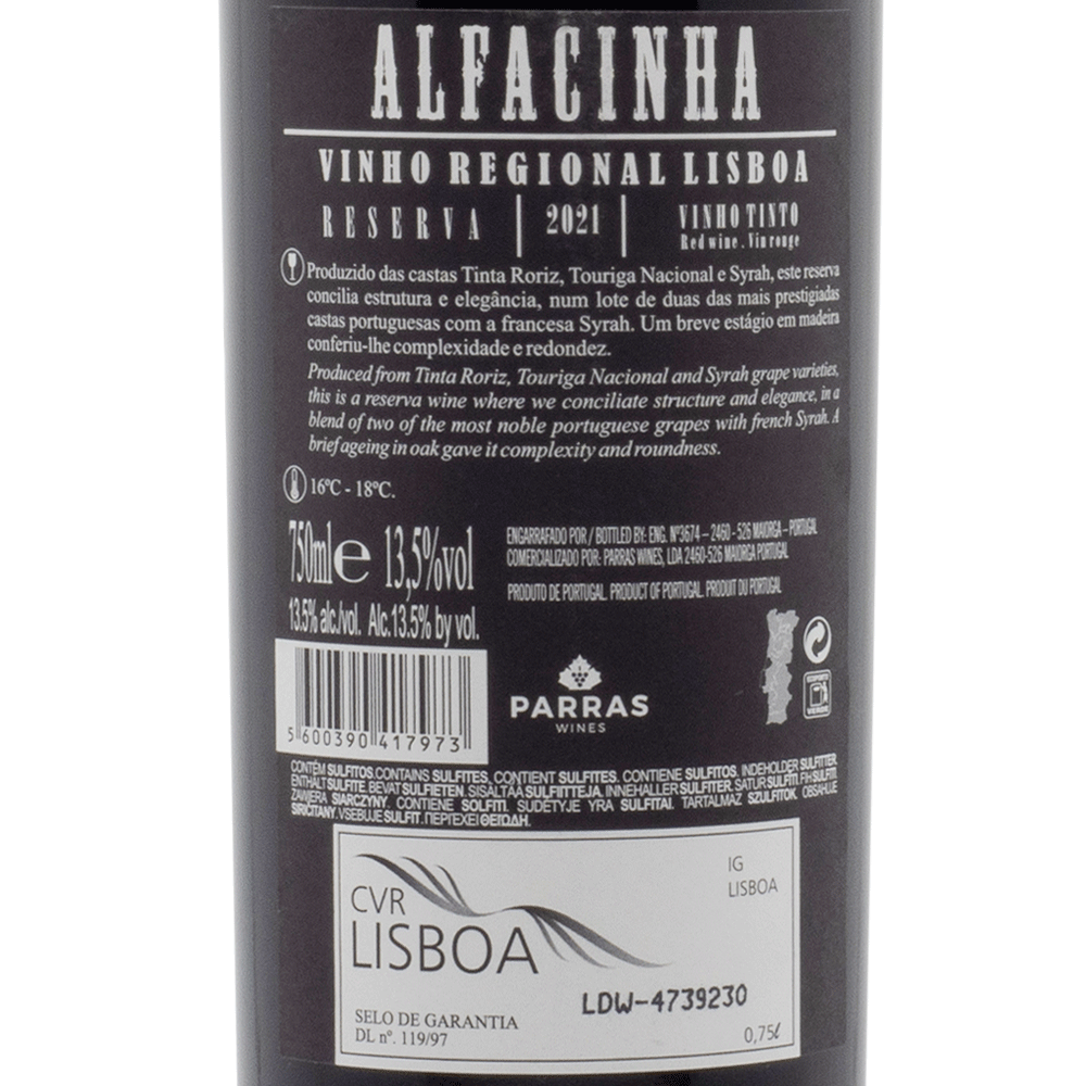104712 - Alfacinha Reserva Red - Red Wine - Portugal Best Wines