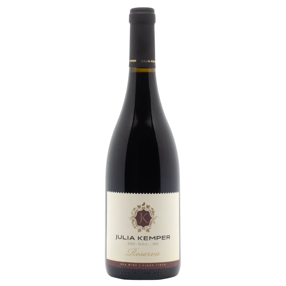 Wine bottle with 'Julia Kemper' label on a white background
