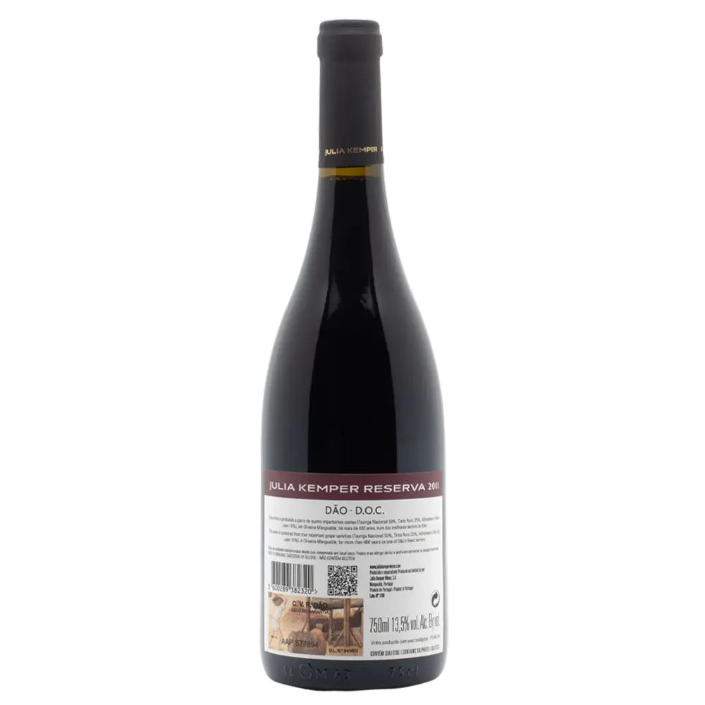 Wine bottle with label on a white background