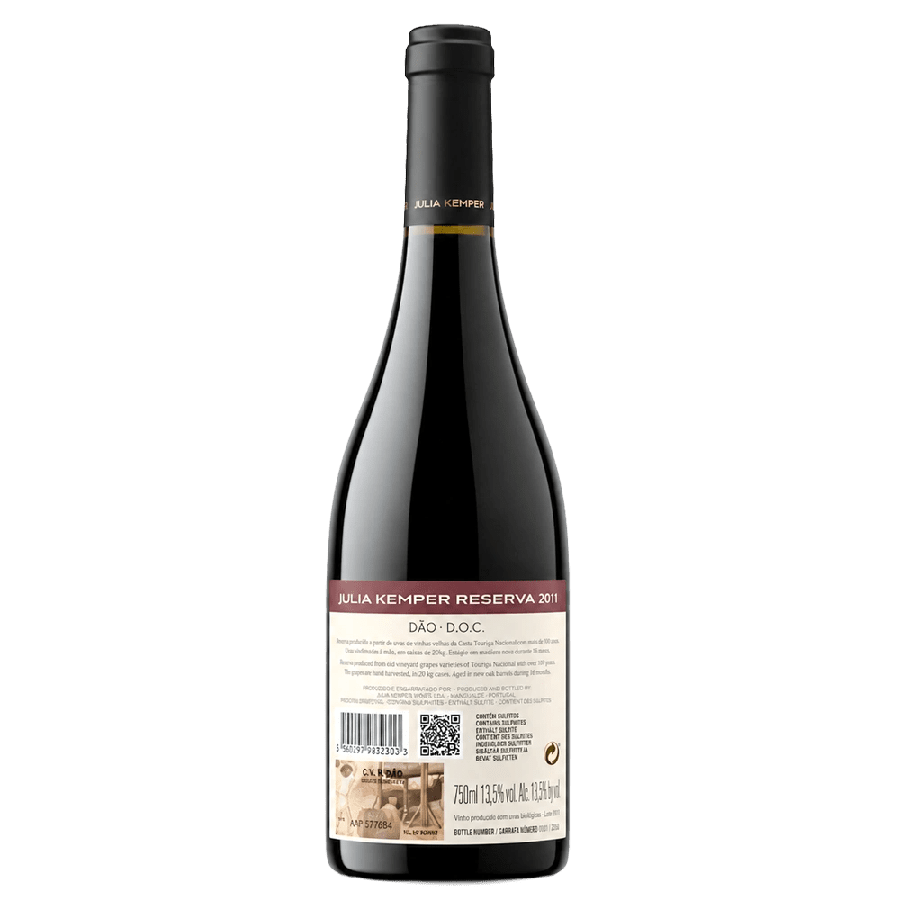 Wine bottle with 'Julia Kemper' label on a white background