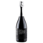Black wine bottle with 'Aphros Yakkos' label on a white background