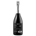 Black wine bottle with a visible label on a white background