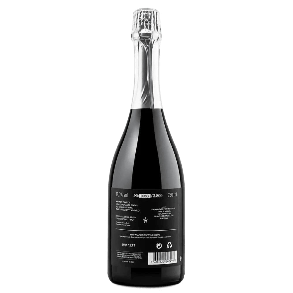 Black wine bottle with a visible label on a white background