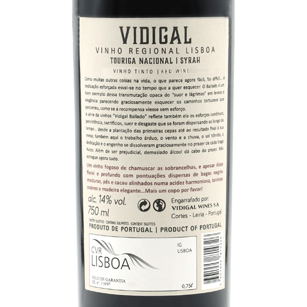 106305 - Vidigal Bailado Red - Red Wine - Portugal Best Wines