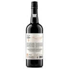 A bottle of Quinta do Infantado Tawny 10 Year Port Wine, showing the back label and dark glass bottle against a plain white background.