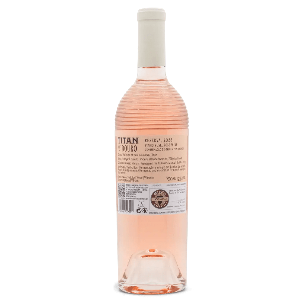 Rose wine bottle with visible label on a white background