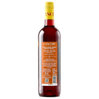 A bottle of Lancers Sangria shown from the back, featuring a yellow neck label with red lettering and a large orange back label with white text, set against a plain white background.