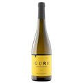 A bottle of Guri White Wine from Portugal, featuring a bright yellow label and a dark gray screw cap, set against a plain white background.