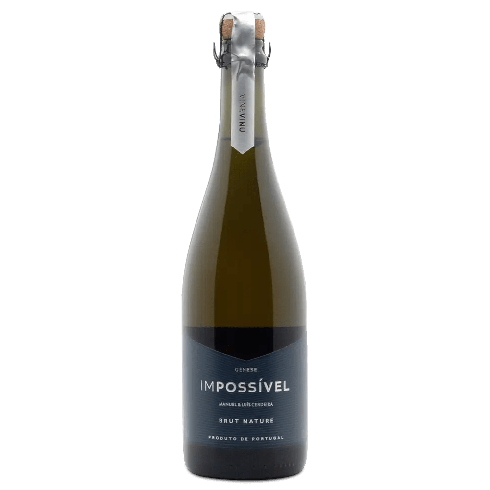 Bottle of Impossivel sparkling wine on a white background
