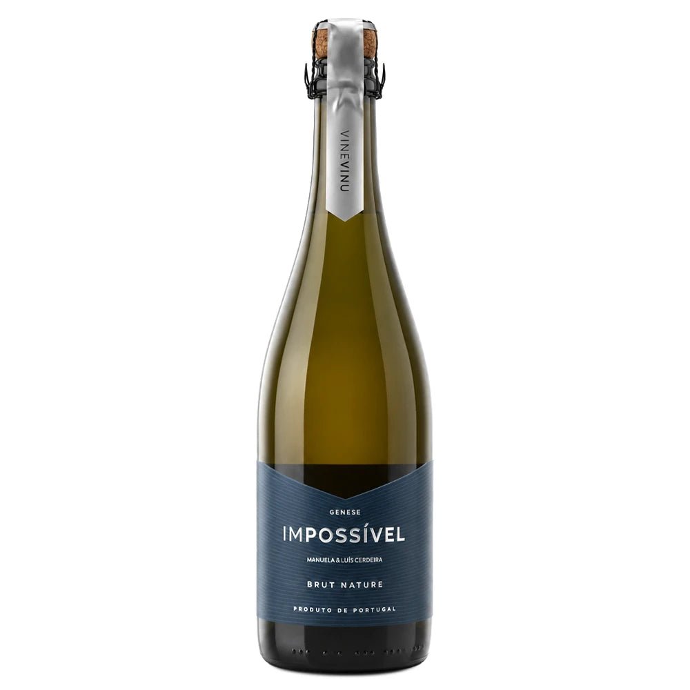 Bottle of Impossivel sparkling wine on a white background