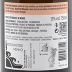 Back label of a Rosé Brut Almanua sparkling wine bottle with text and branding details.