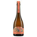 A bottle of Delancia Vino Rosa sparkling wine with a vibrant multicolor label and a peach-colored foil seal on a white background.