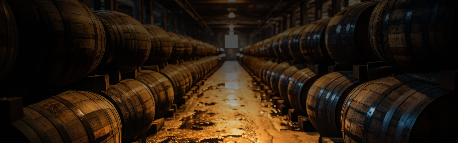 Rows of wine bottles in a cellar