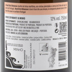 Back label of a Rosé Brut Almanua sparkling wine bottle with text and branding details.