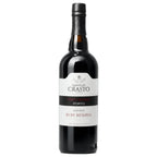 A bottle of Crasto Porto Ruby Reserva Port wine, featuring a dark glass bottle with a white and black label, set against a plain white background.
