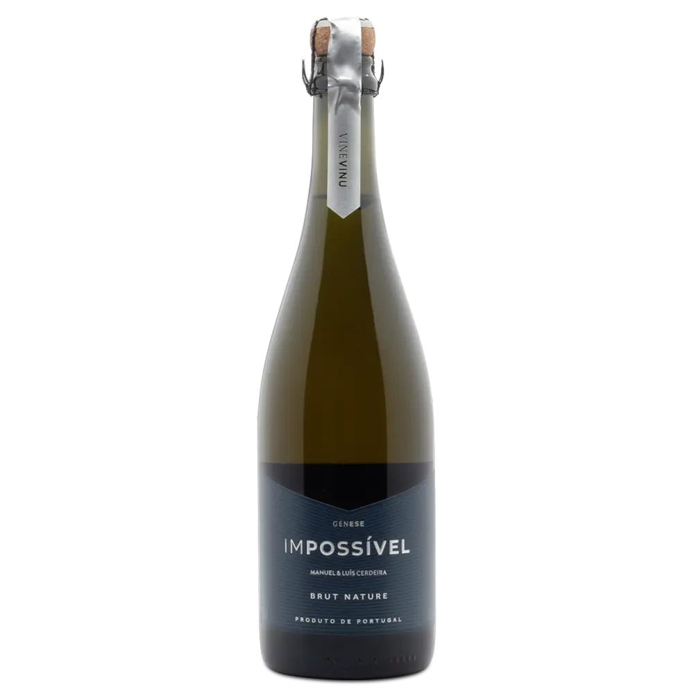 Bottle of Impossivel sparkling wine on a white background
