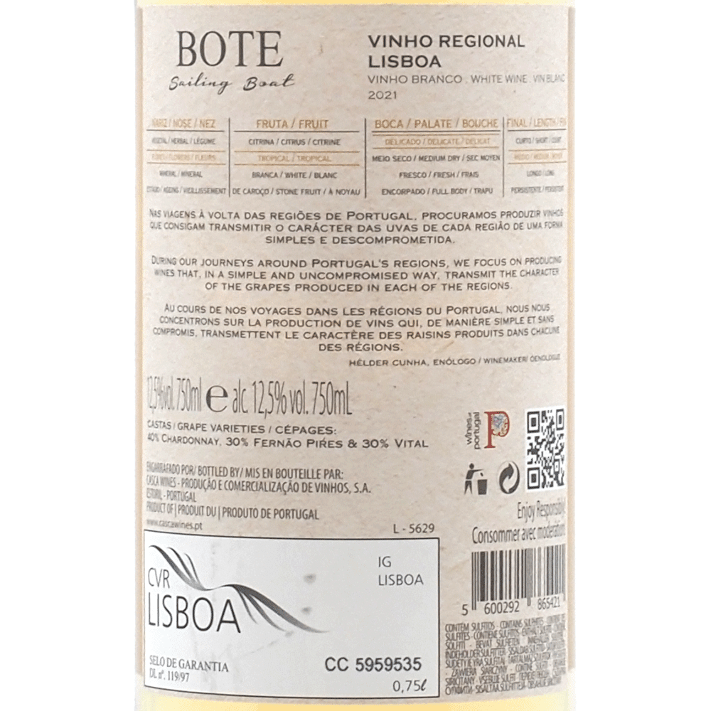 Bote -  Sailing Boat White Wine - Portugal Best Wines